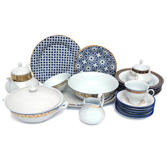 45Pcs Dinner Set (Gold Jaal Blue)