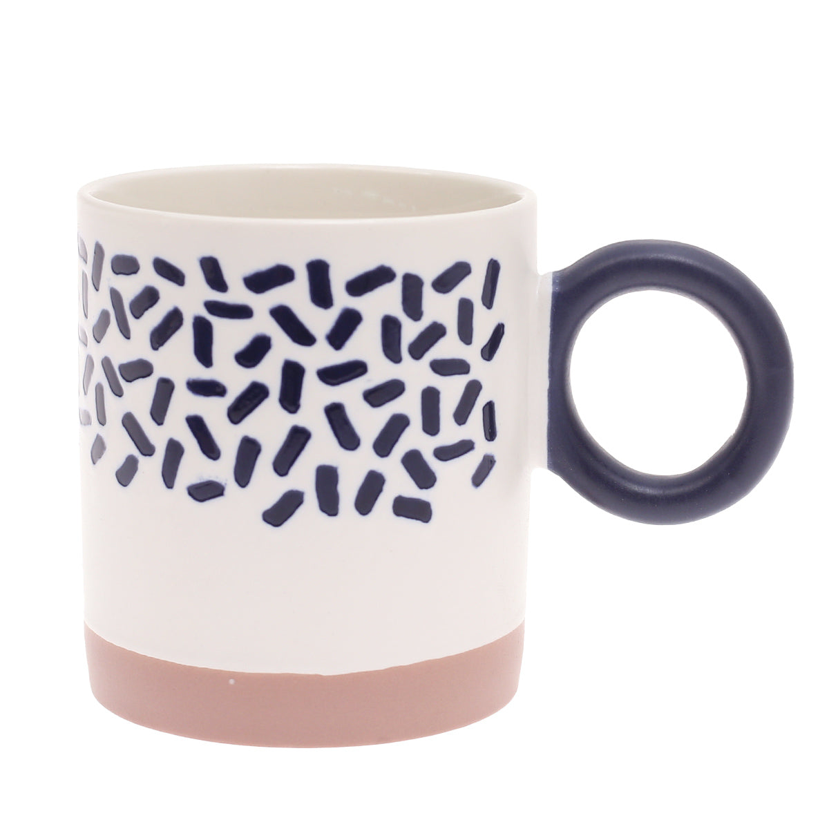 White Ceramic Mug with Black Sprinkle Pattern