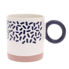 White Ceramic Mug with Black Sprinkle Pattern