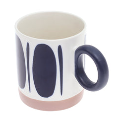 White Ceramic Mug with Black Oval Pattern
