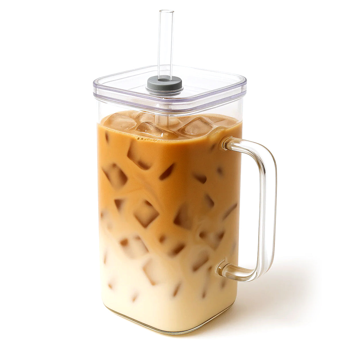 Square Straw Mug – With Plastic Lid