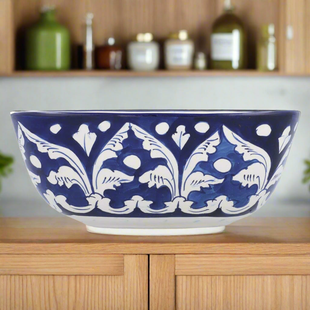 Bowl Square Ceramic Multi Blue Pottery ALX